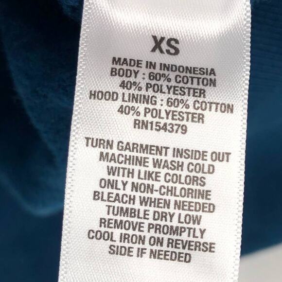 Aeropostale Teal Blue Green Hexagonal Mountain Trees Pull Over Hoodie Sweatshirt - Picture 4 of 10